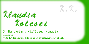 klaudia kolcsei business card